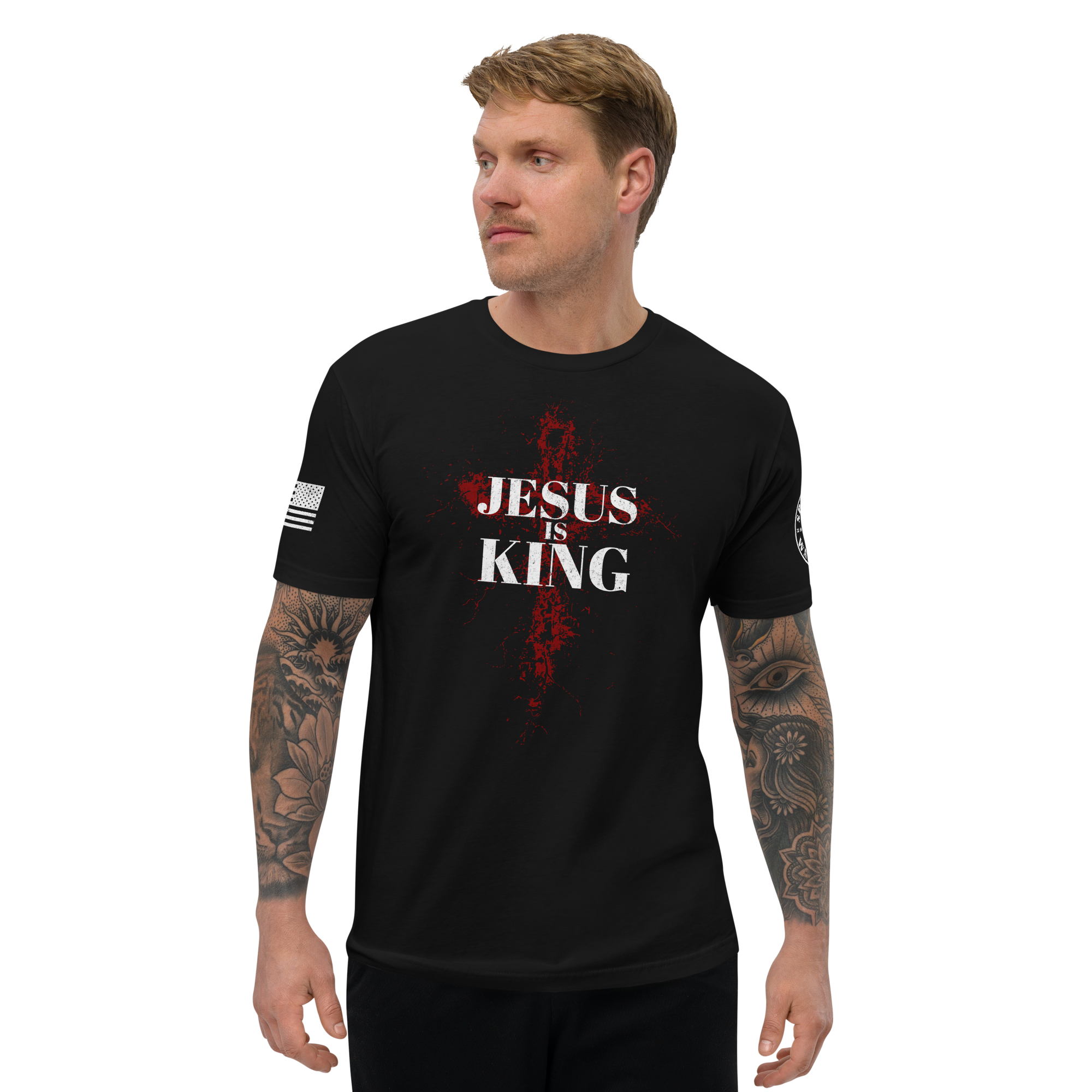 JESUS IS KING Fitted T-shirt