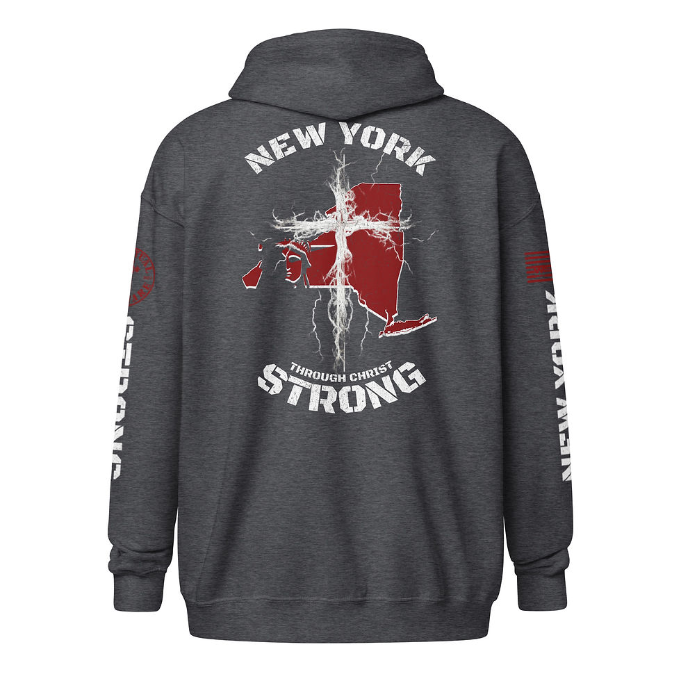 Thumbnail: NEW YORK STRONG THROUGH CHRIST Zip up Hoodie