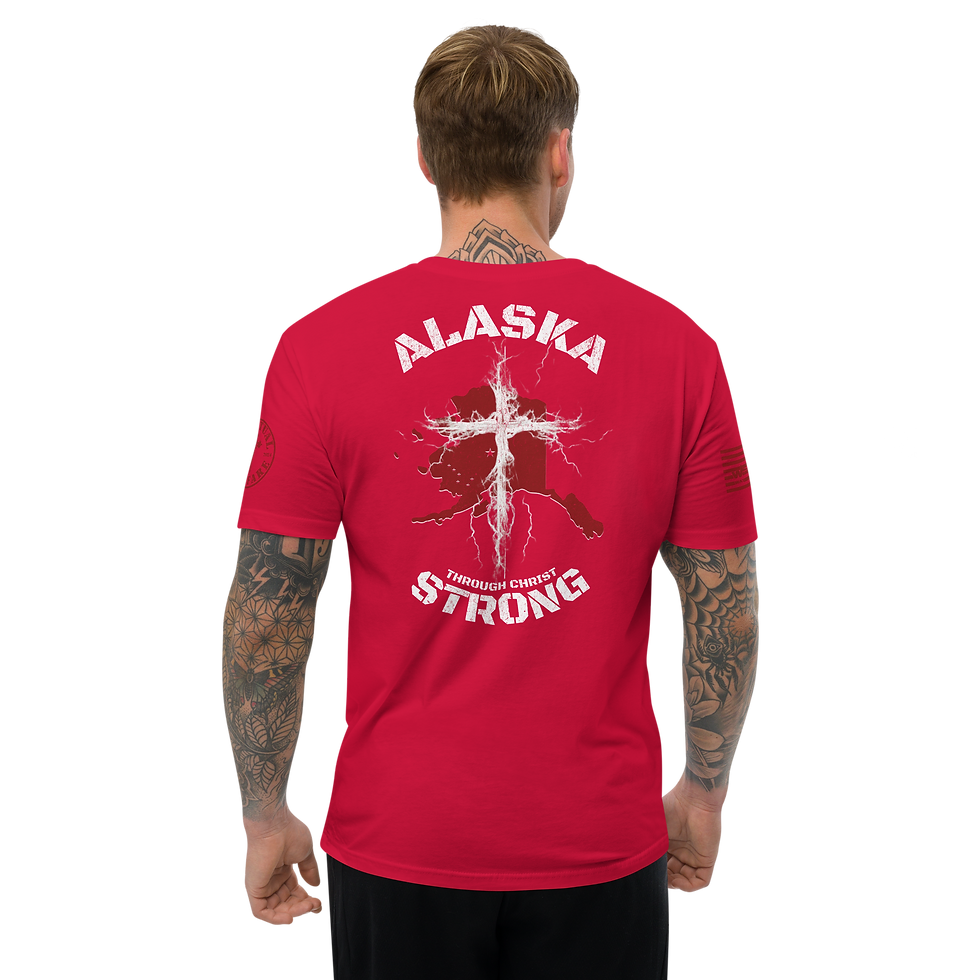 Thumbnail: ALASKA STRONG THROUGH CHRIST Fitted T-shirt