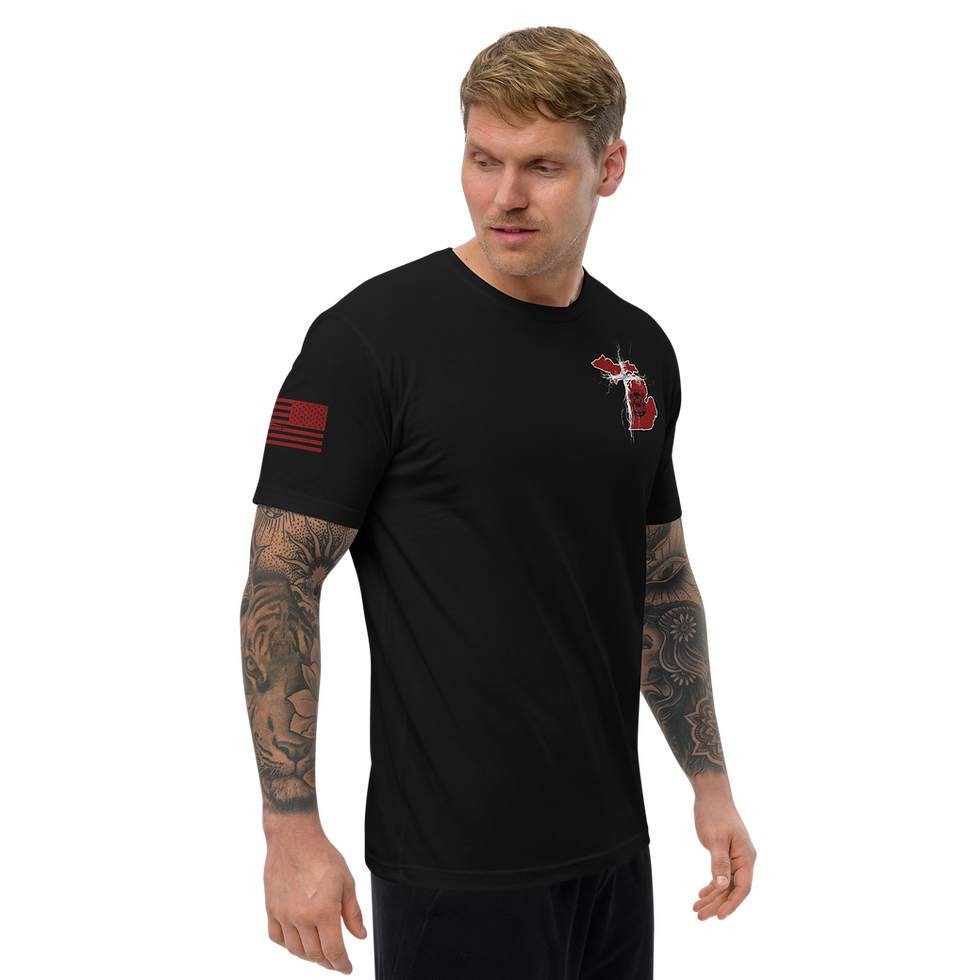 Thumbnail: MICHIGAN STRONG THROUGH CHRIST Fitted T-shirt