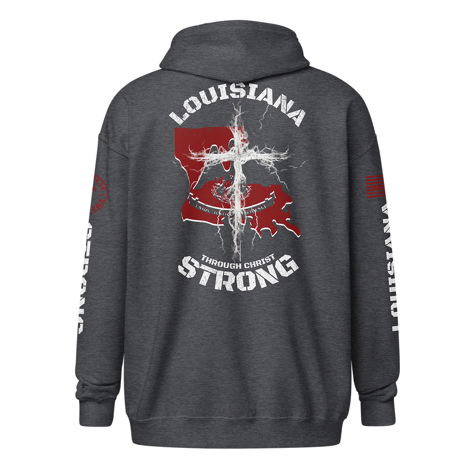 Thumbnail: LOUISIANA STRONG THROUGH CHRIST Zip up Hoodie