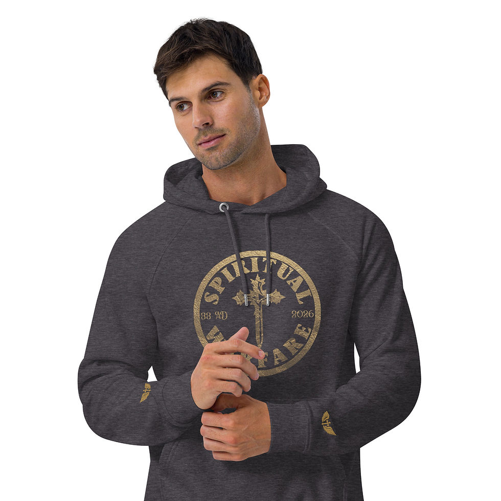 Thumbnail: SPIRITUAL WARFARE 2026 Unisex Eco Raglan Hoodie