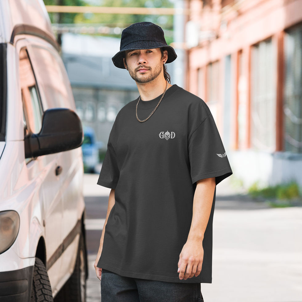 Thumbnail: GOD Embroidered Oversized Faded T-shirt