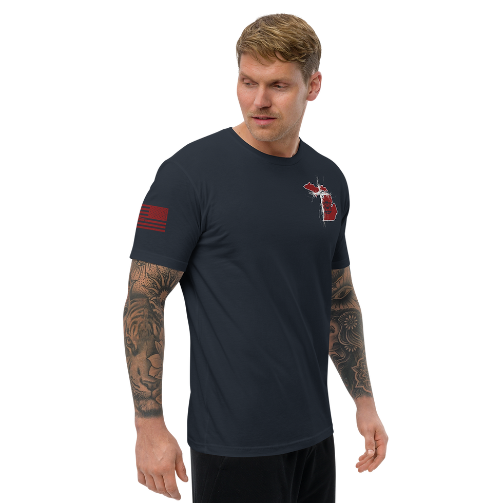 Thumbnail: MICHIGAN STRONG THROUGH CHRIST Fitted T-shirt