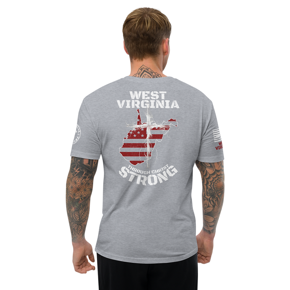 Thumbnail: WEST VIRGINIA STRONG  THROUGH CHRIST Fitted T-shirt