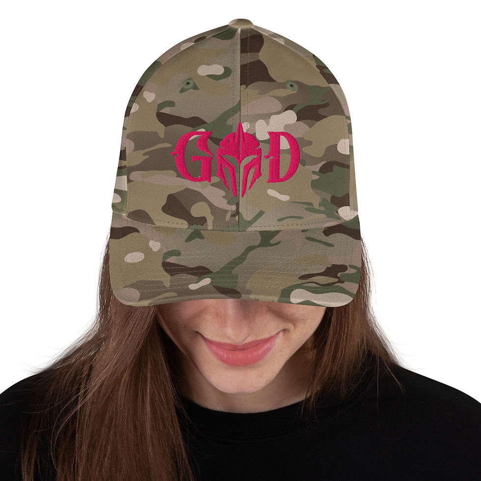Thumbnail: GOD Embroidered (pink) - Flex Hat
