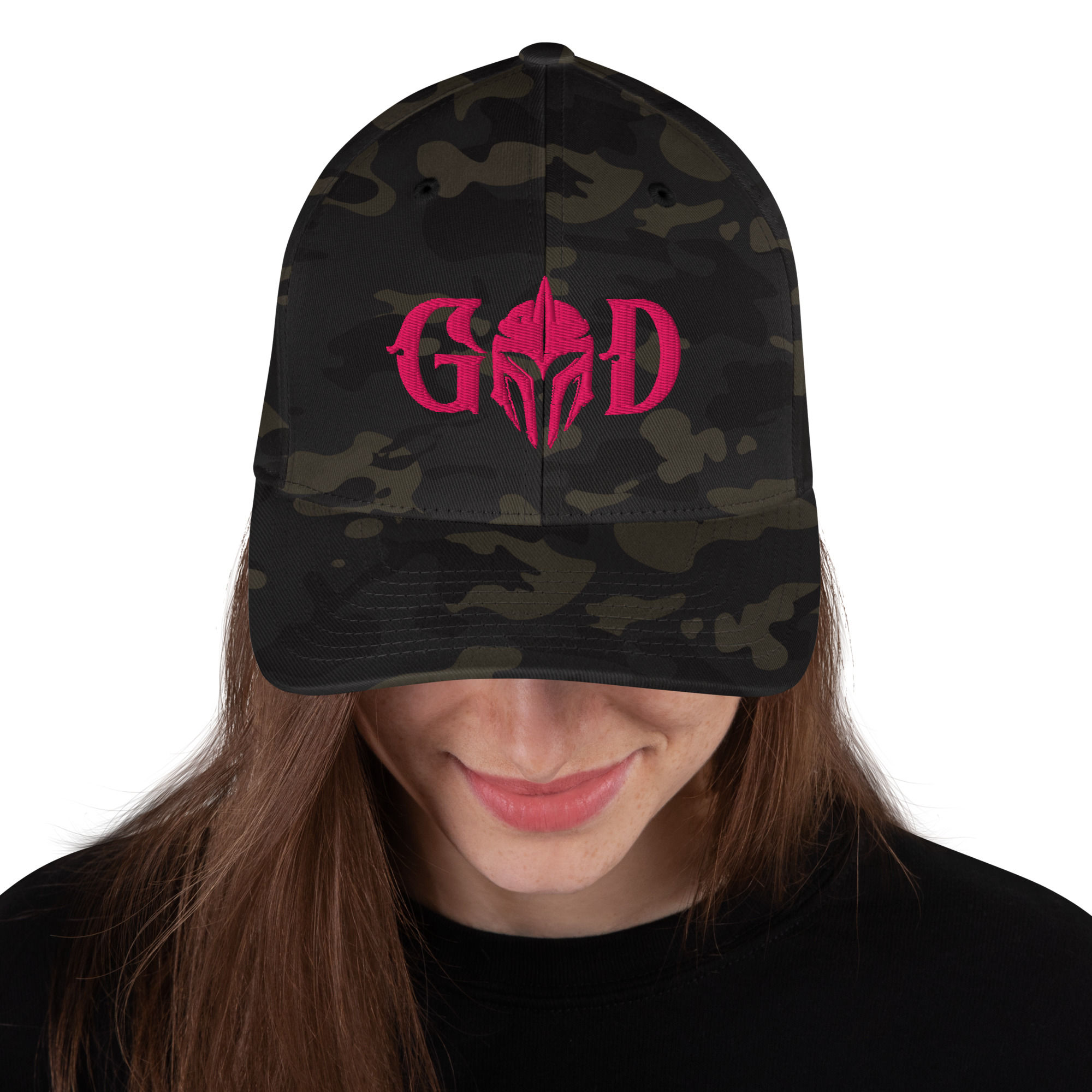 GOD Embroidered (pink) - Flex Hat