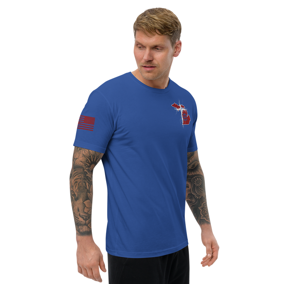 Thumbnail: MICHIGAN STRONG THROUGH CHRIST Fitted T-shirt