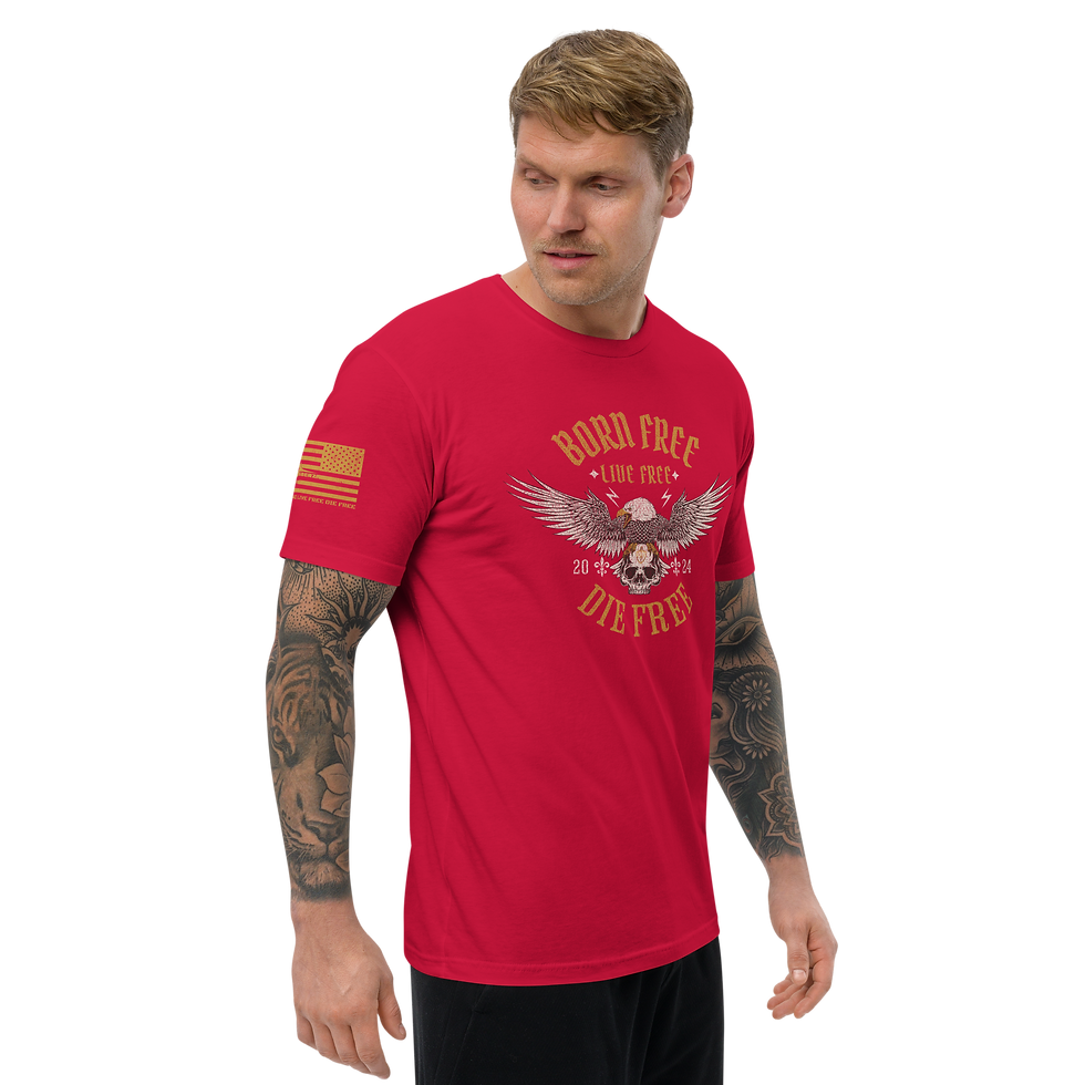 Thumbnail: BORN FREE LIVE FREE DIE FREE Fitted T-shirt