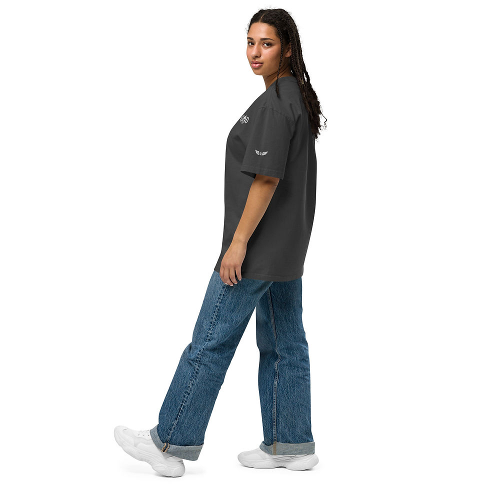 Thumbnail: GOD Embroidered Oversized Faded T-shirt