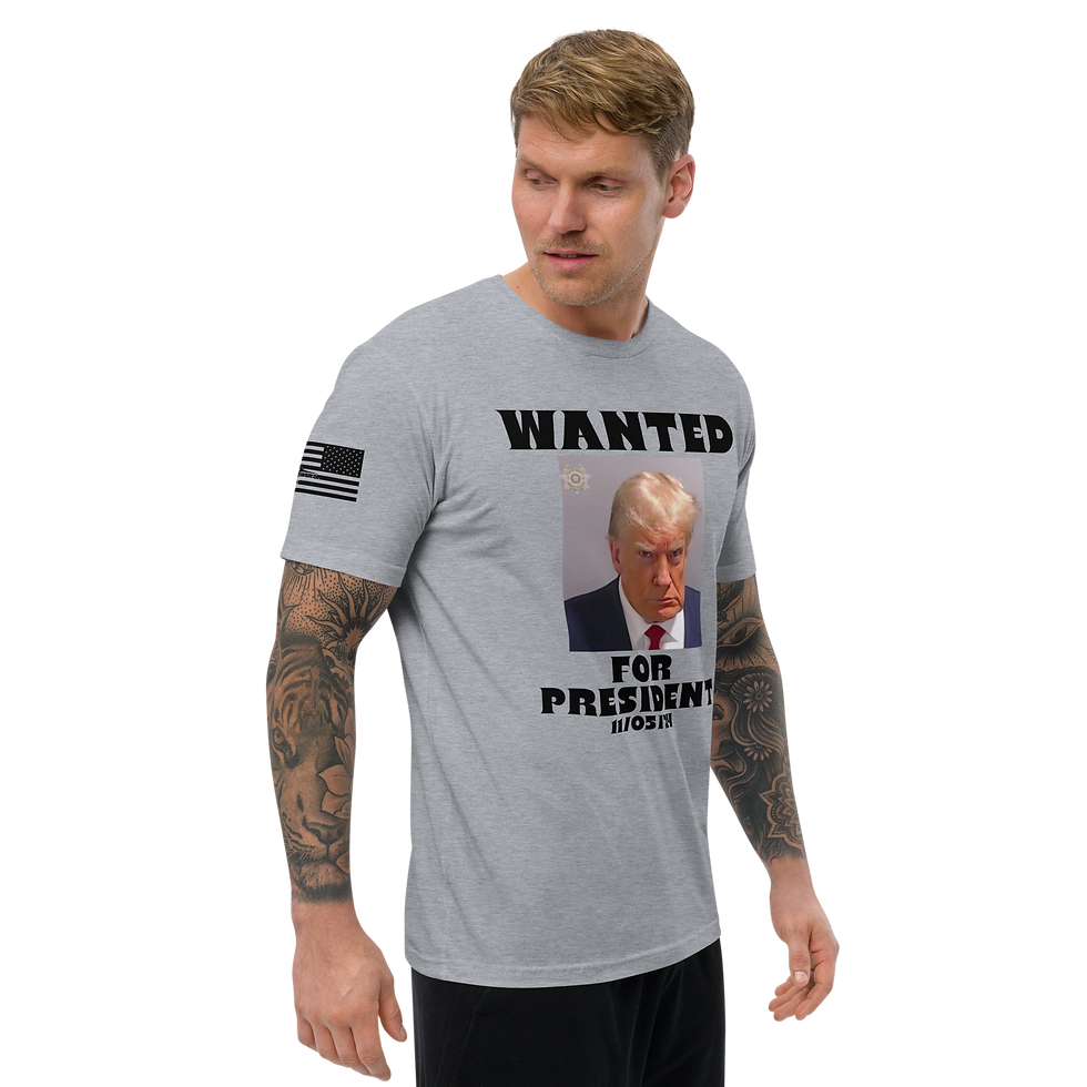 Thumbnail: WANTED: TRUMP FOR PRESIDENT 2024 - BLACK PRINT Fitted T-shirt
