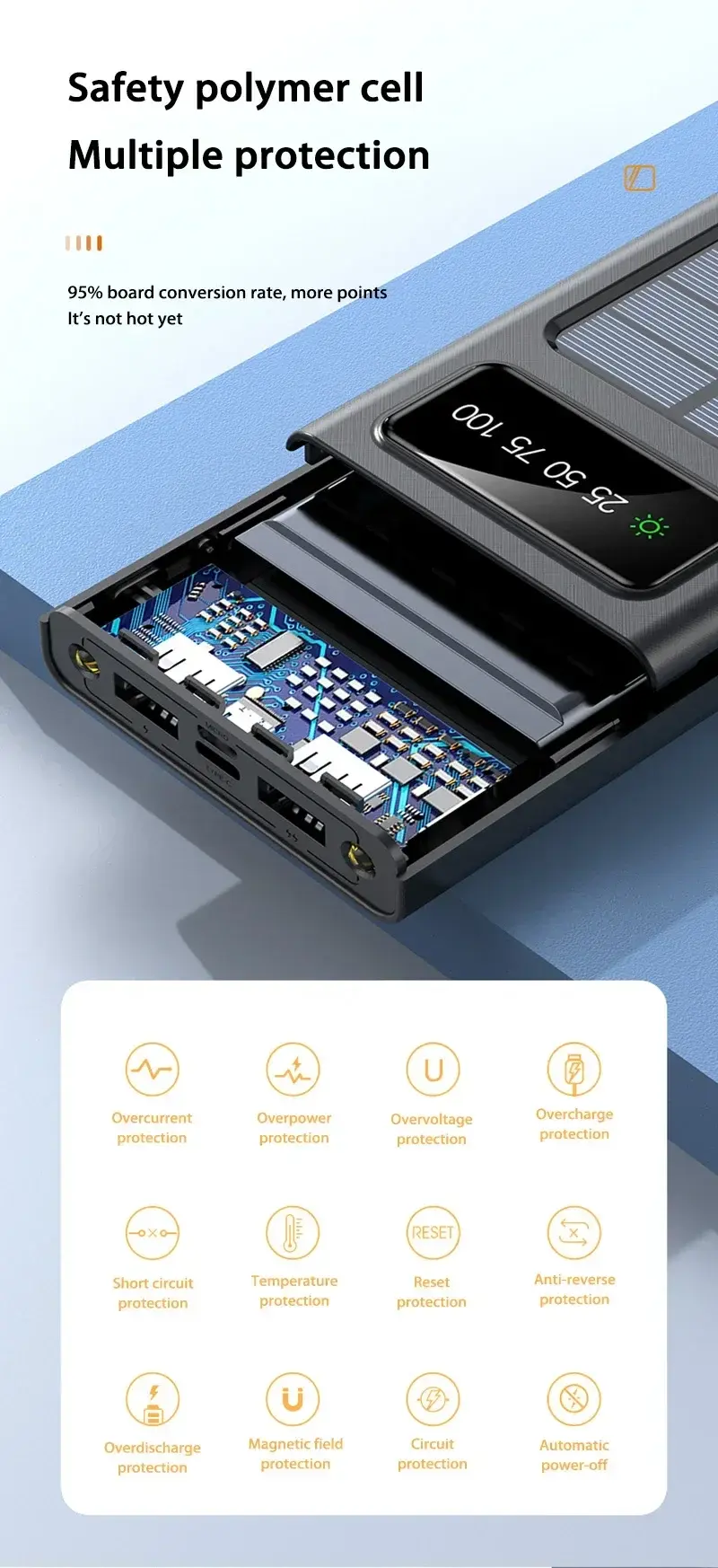 Thumbnail: Lenovo 80000mAh Solar Power Bank Super Fast Charging Ultra Capacity 4Built-in US