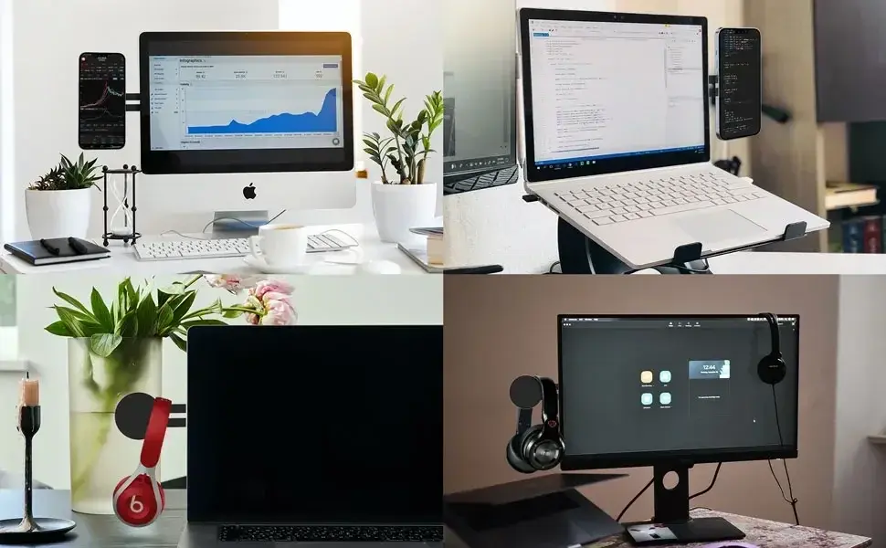 Thumbnail: 2025 Magnetic Laptop Phone Holder Computer Monitor Side Cell Phone Slim& Foldabl