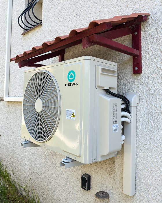 Climatiseur HEIWA sous auvent en terre cuite