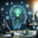 realistic AI for business image with green, dark blue, and dark gray colors, motivational