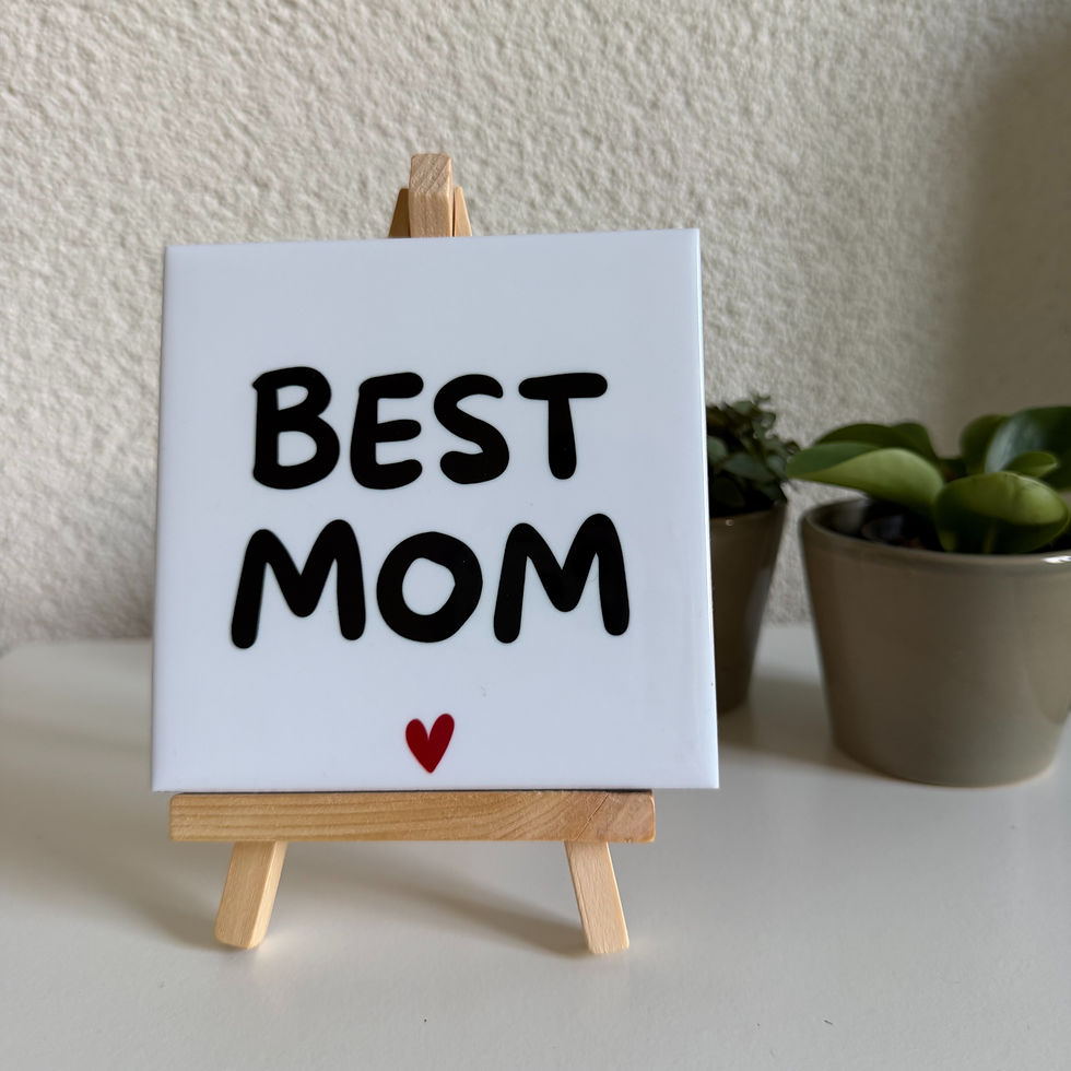 Thumbnail: Tegeltje best mom - wit zwart rood