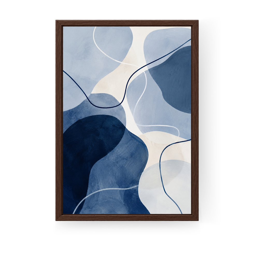 Thumbnail: Abstracte poster donkerblauw met vormen