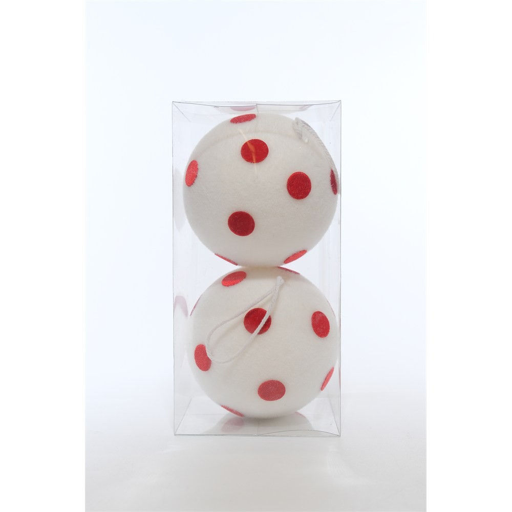 BOLA C/ POÁ VRM/BCO 12cm () JG C/2 PC