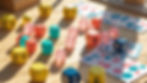 A bright, cheerful design with colorful math manipulatives (blocks, counting beads, dice,