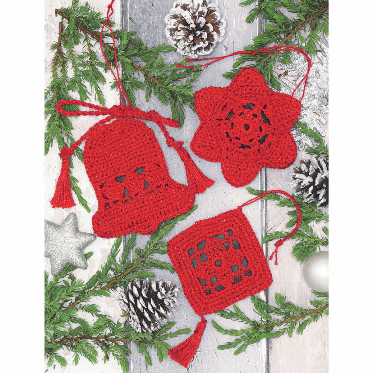 Crochet Kit: Christmas Tree Decorations: Red