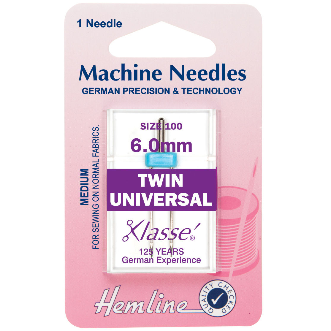 Sewing Machine Needles: Twin Universal: 100(16), 6mm