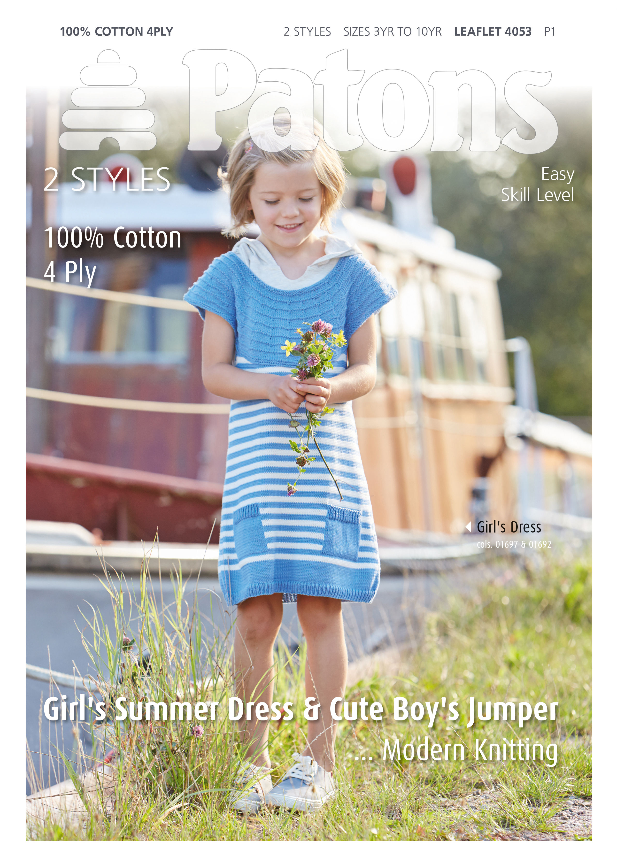 Patons Pattern: Girl's Summer Dress & Cute Boy's Jumper - 4053