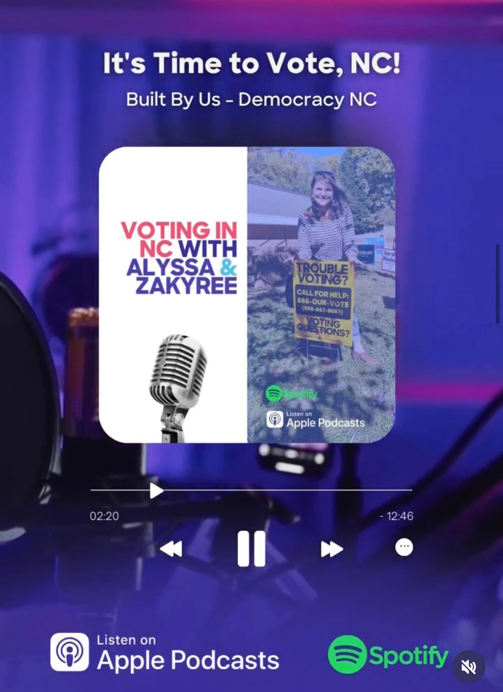 Podcast cover with microphone and voting theme.