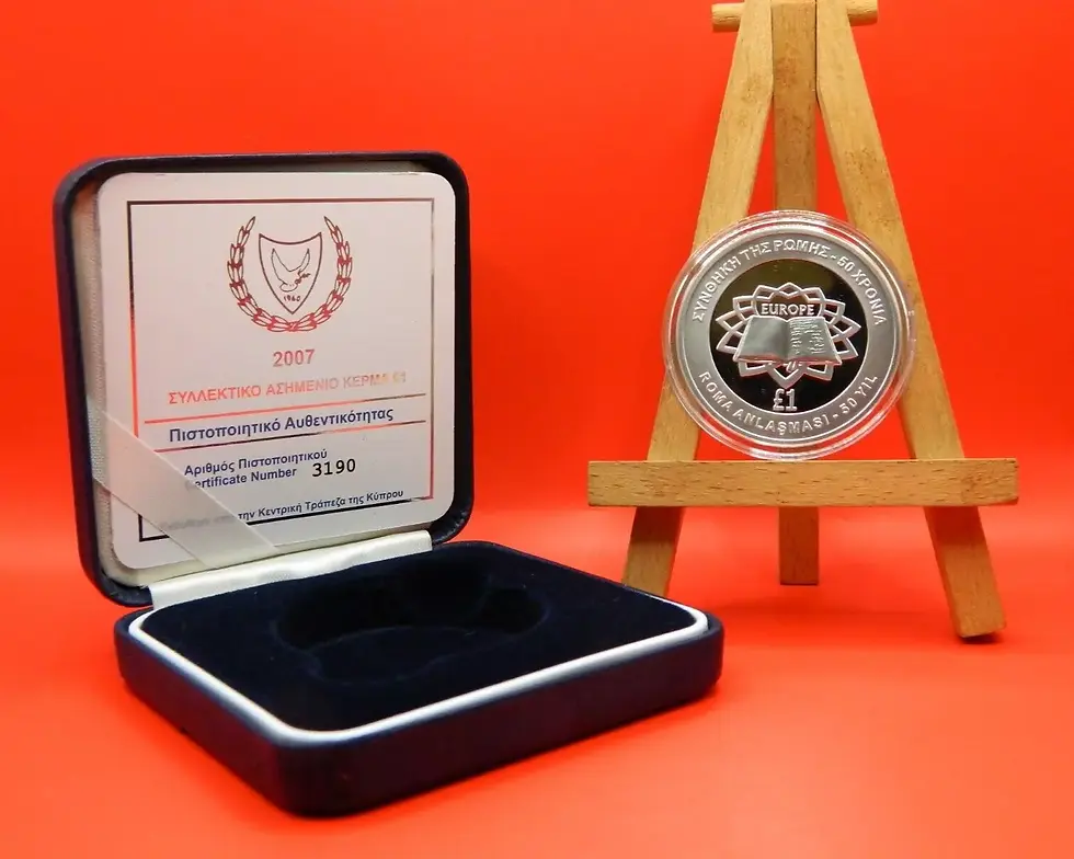 Cyprus, 2007, 1 Pound, Silver Coin, Treaty of Rome, Proof