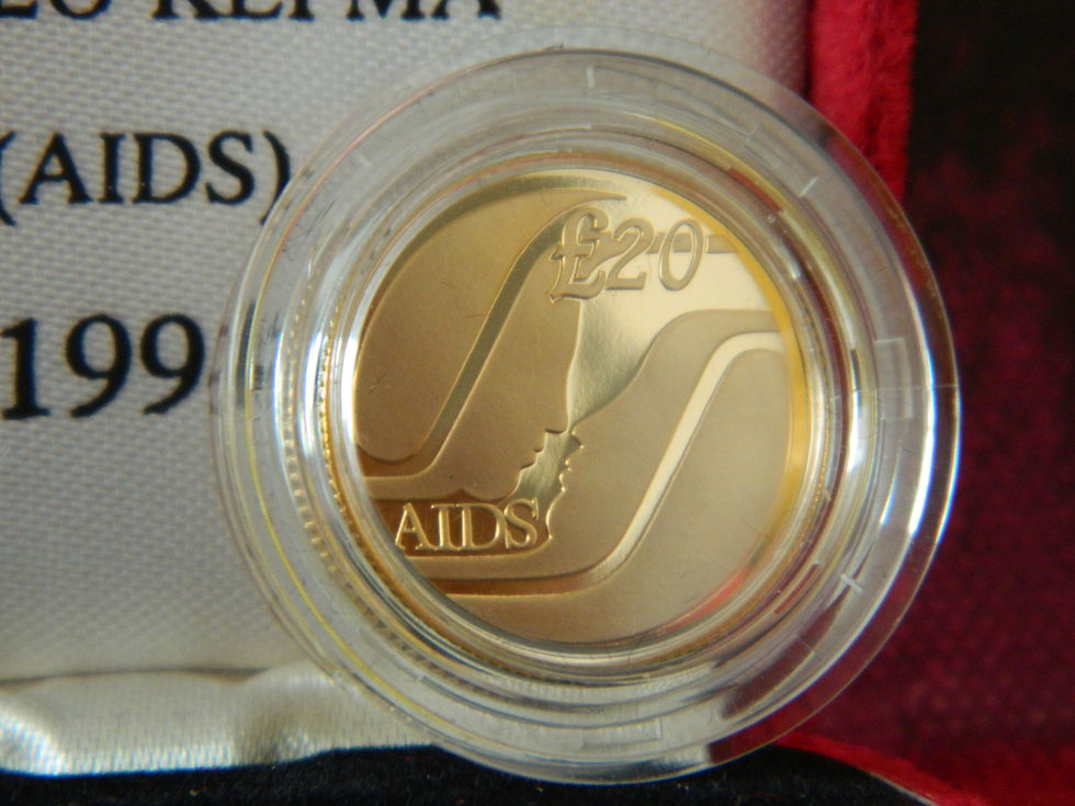 Thumbnail: Cyprus, 1994, 20 Pounds, Gold Coin, AIDS