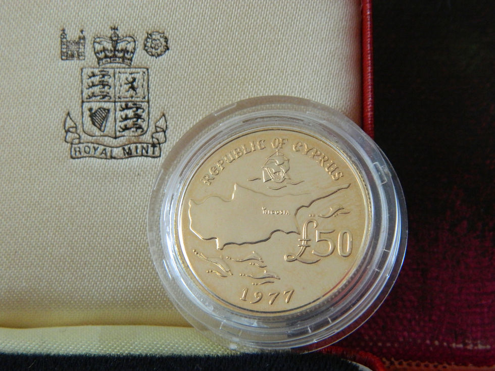Thumbnail: Cyprus, 1977,  50 Pounds, Gold Coin, Makarios, Uncirculated , 91.7%, 15.98 gr
