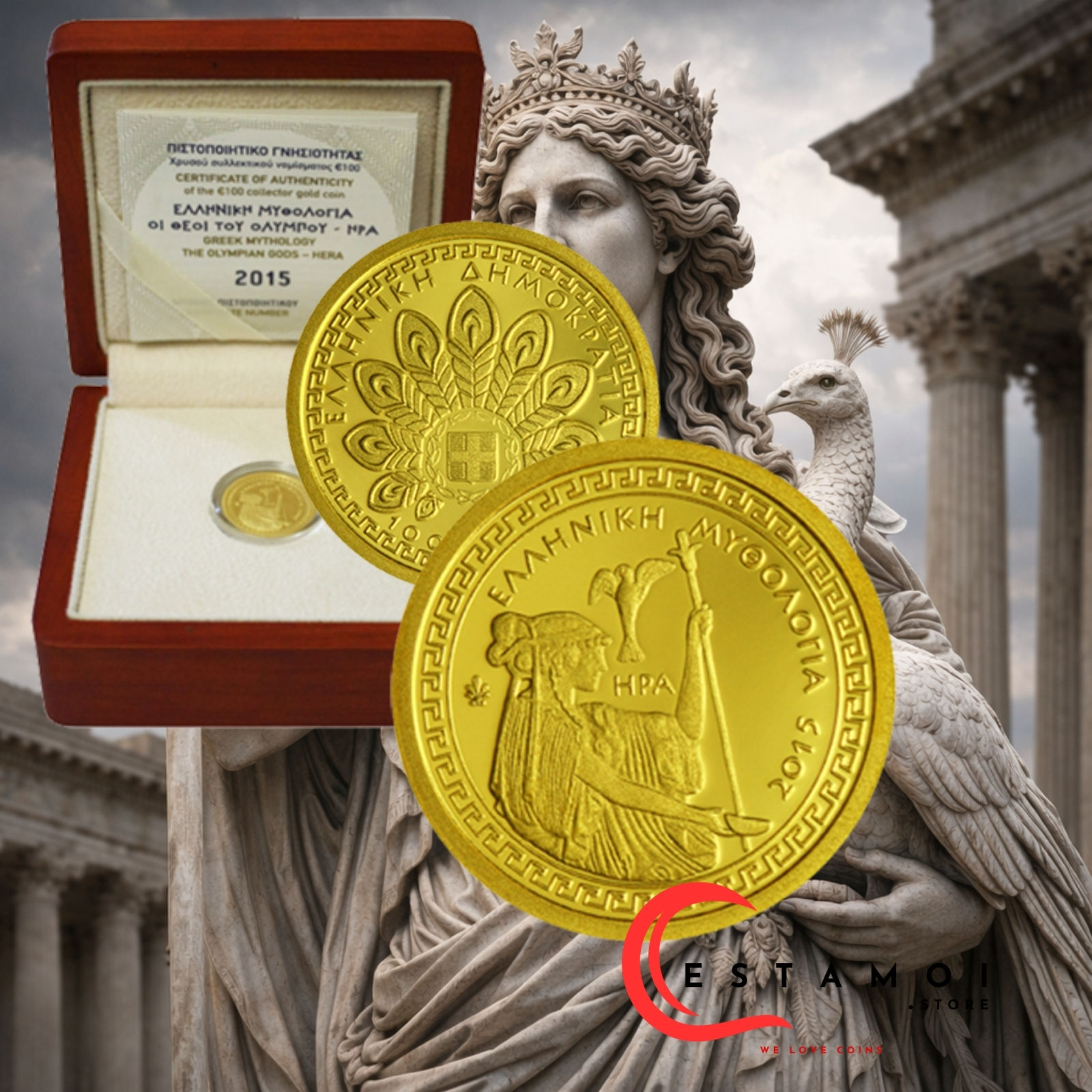 Greece, 2015, 100 Euro Coin, Gold Coin, Hera, Queen of the Gods, Proof