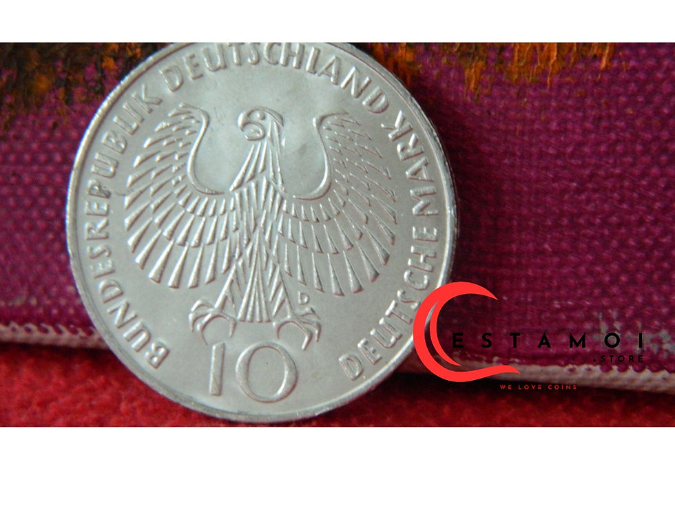 Thumbnail: Germany, 1972, 10 Mark, Silver Coin, Sunburst Design, XX Olympiad Munich