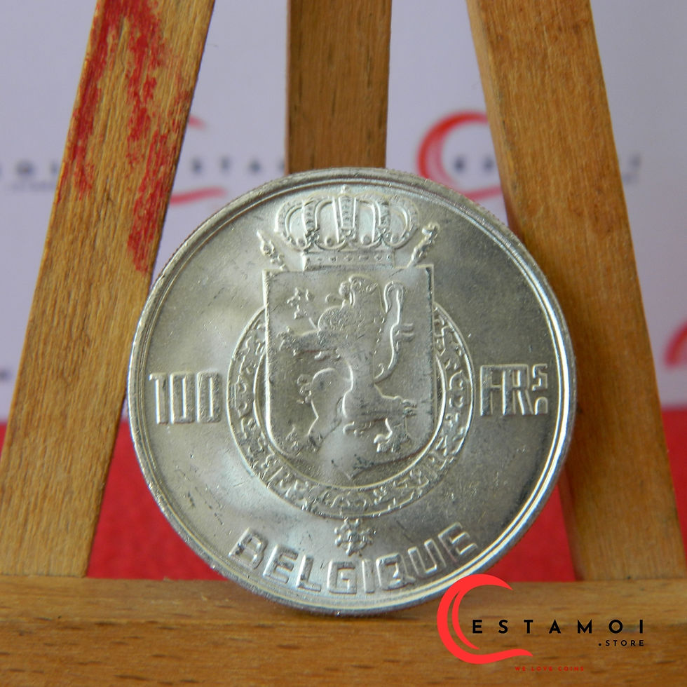 Thumbnail: Belgium, 1954, 100 Franks, Silver Coin, Kings of Belgium! AUNC