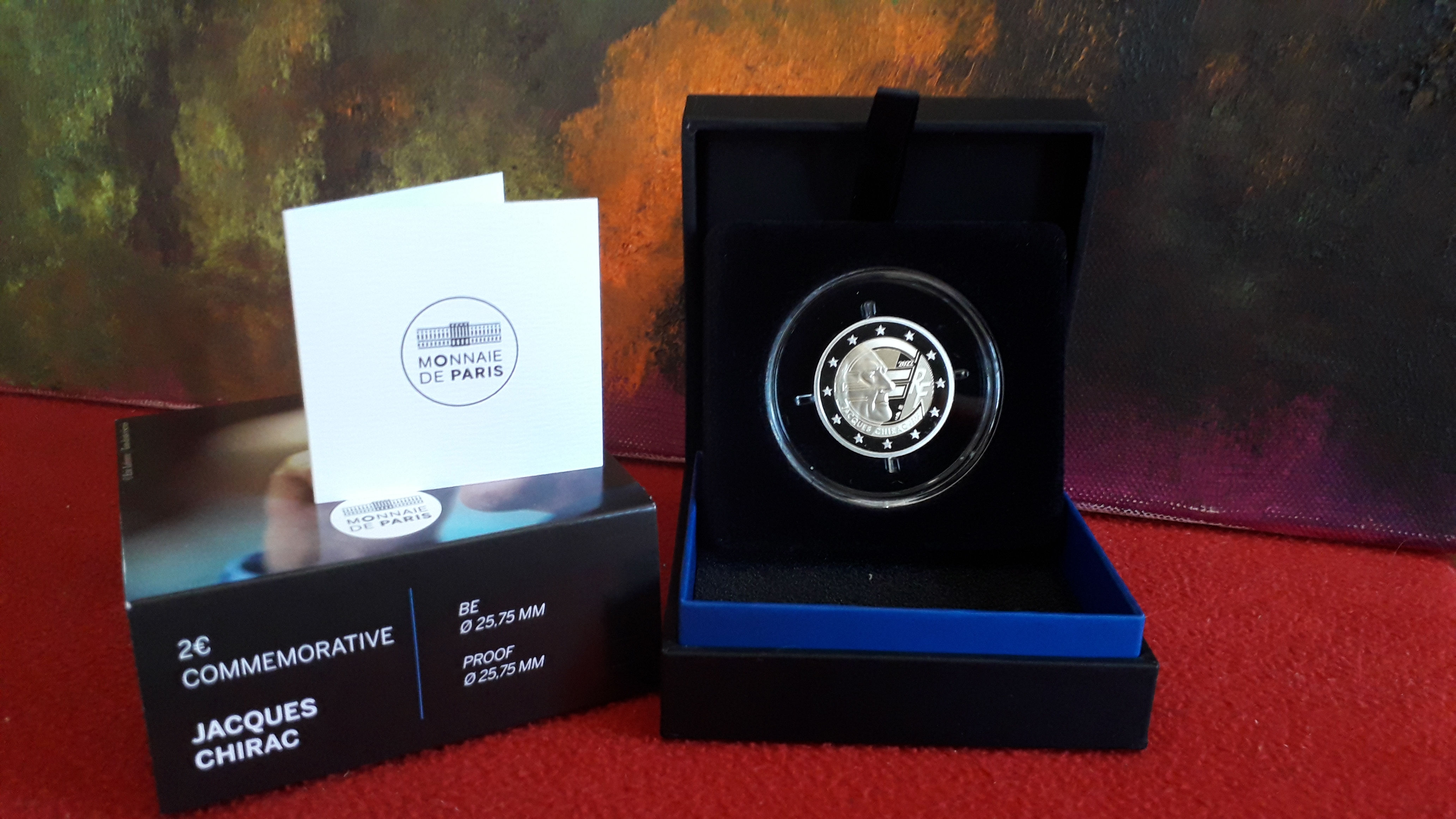 France, 2022, 2 euro Coin, Proof BE, Jacques Chirac Original Box and COA