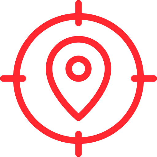 Rotes Standort-Icon in einer Zielscheibe