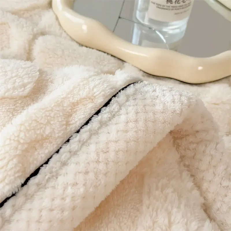 Thumbnail: Heart Pattern Coral Fleece Blanket Autumn Winter Cozy Thicken Warm Plush Blanket