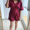 Thumbnail: V Neck Duct Romper, Maroon