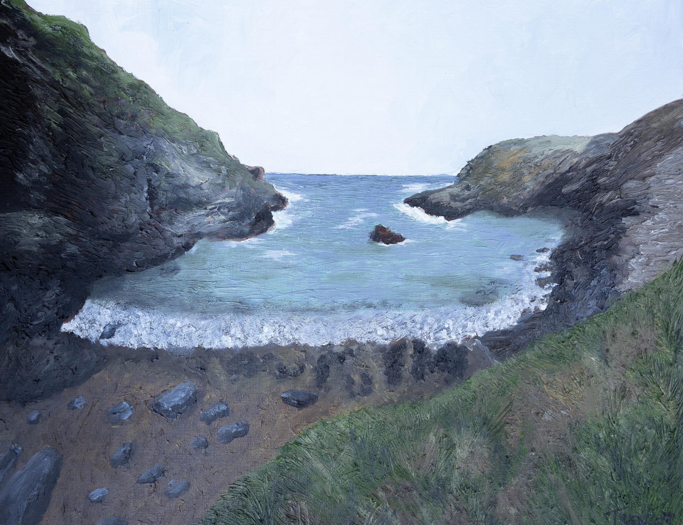 Oil Sketch of Tintagel Bay, original oil painting