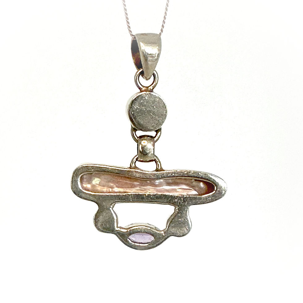Thumbnail: Italian Handmade Silver, Pearl & Amethyst Pendant
