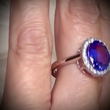Thumbnail: 14 Carat White Gold Tanzanite & Diamond Cluster Ring