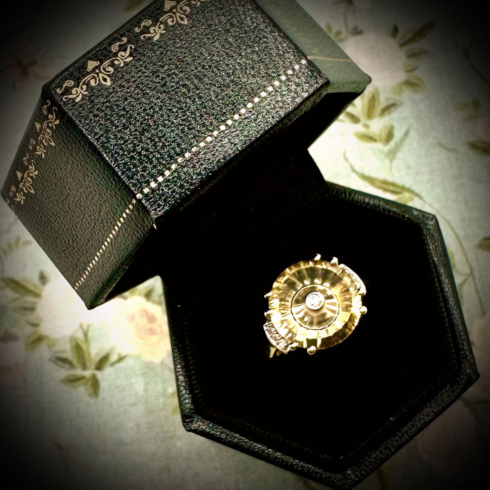 Thumbnail: 9 Carat Gold Fantasy-Cut Citrine and Diamond Ring