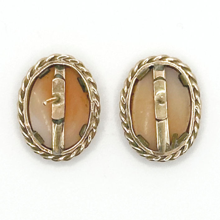 Thumbnail: 9 Carat Gold Cameo Earrings with Post Fittings