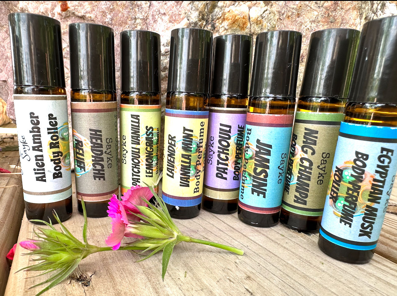 Patchouli vanilla lemongrass body roller 