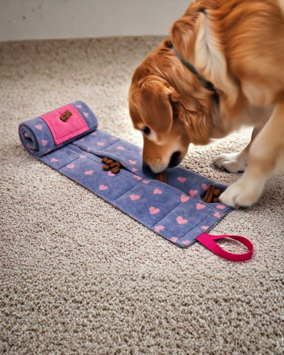 köpek koklayarak mama buluyor