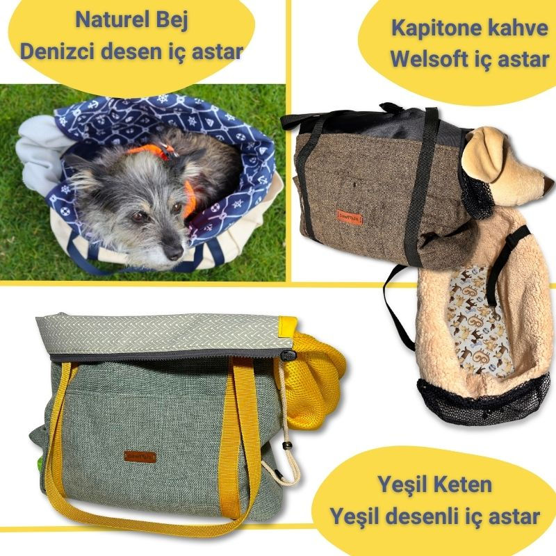 Thumbnail: Köpek taşıma çantasının üç farklı renk seçeneği bulunmaktadır.
