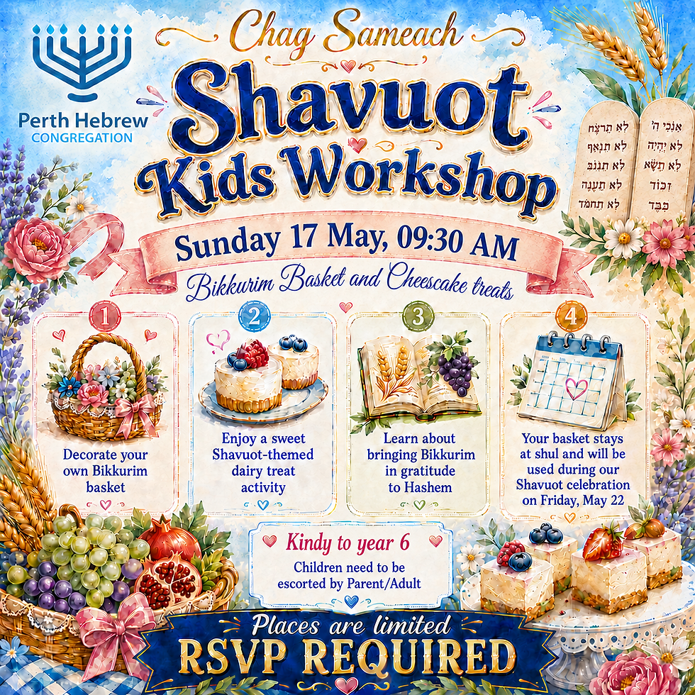 Shavuot Kids Workshop: Bikkurim Baskets & Cheesecake Treats