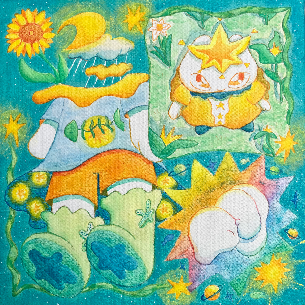 「まにまに」
2024年製作
水彩色鉛筆/絵の具/色鉛筆