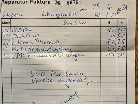 Erstes Service - 500 Km