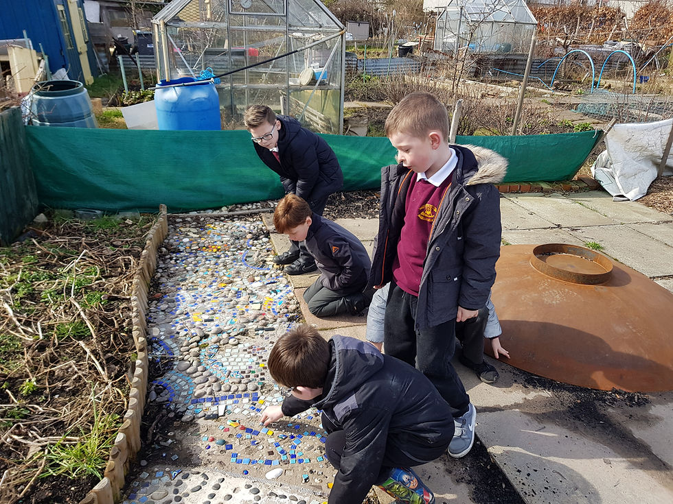 Craigentinny pupils add to the mosaic in the Community Plot