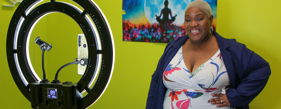 Fashion and Business Happy Hour attendee Plus Size beauty queen.